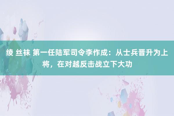 绫 丝袜 第一任陆军司令李作成：从士兵晋升为上将，在对越反击战立下大功