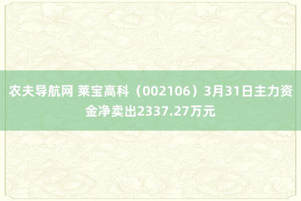 农夫导航网 莱宝高科（002106）3月31日主力资金净卖出2337.27万元
