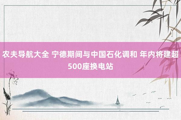 农夫导航大全 宁德期间与中国石化调和 年内将建超500座换电站