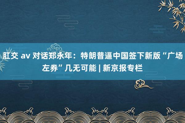 肛交 av 对话郑永年：特朗普逼中国签下新版“广场左券”几无可能 | 新京报专栏