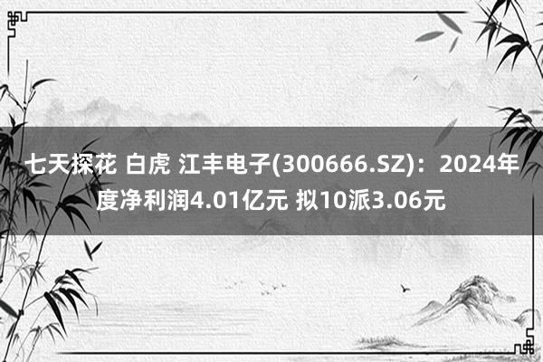 七天探花 白虎 江丰电子(300666.SZ)：2024年度净利润4.01亿元 拟10派3.06元